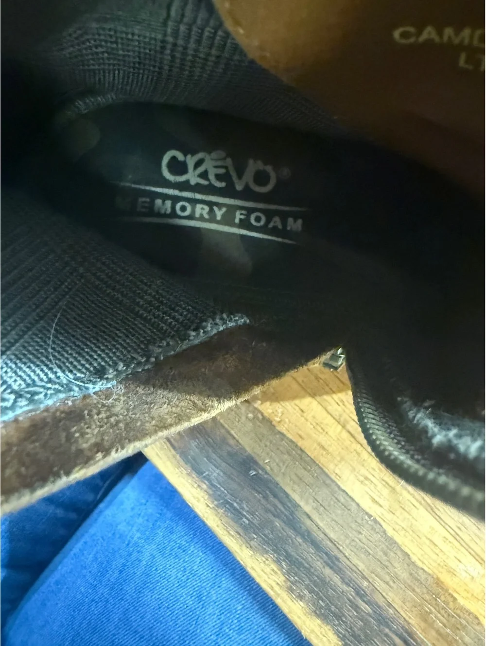 Crevo Camden Chestnut Leather Lace-Up Boots, US Size 9, Memory Foam Insole